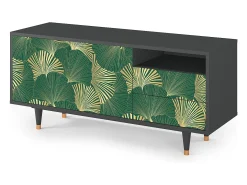 Móvel De Tv| Mueble de TV - 125х56х41 cm - T7 - Gold Ginkgo, Antracite Cinza antracite