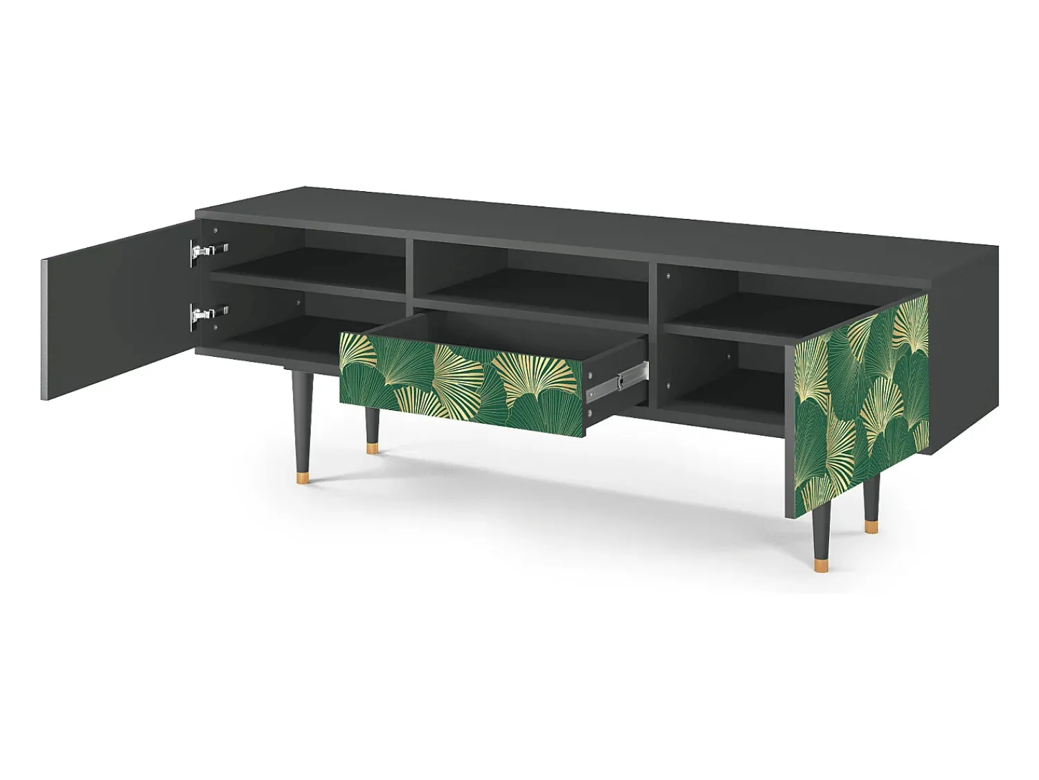Discount Mueble de TV - 170х59х41 cm - T6 - Gold Ginkgo, Antracite Cinza antracite