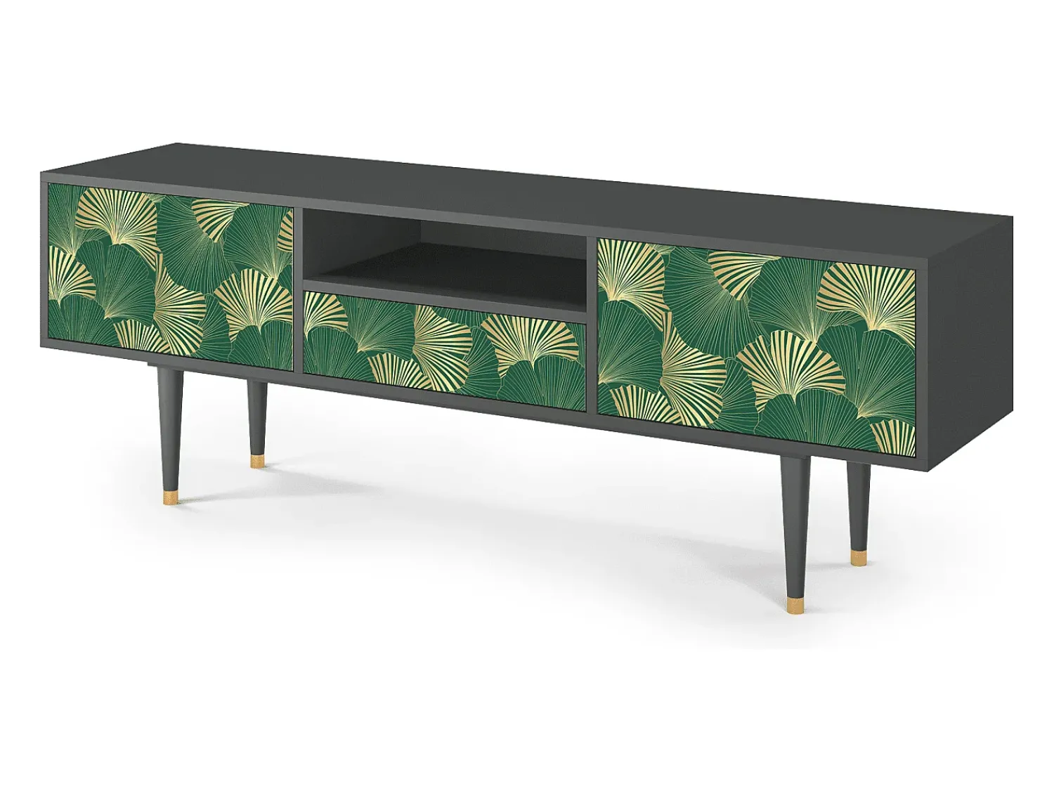 Discount Mueble de TV - 170х59х41 cm - T6 - Gold Ginkgo, Antracite Cinza antracite