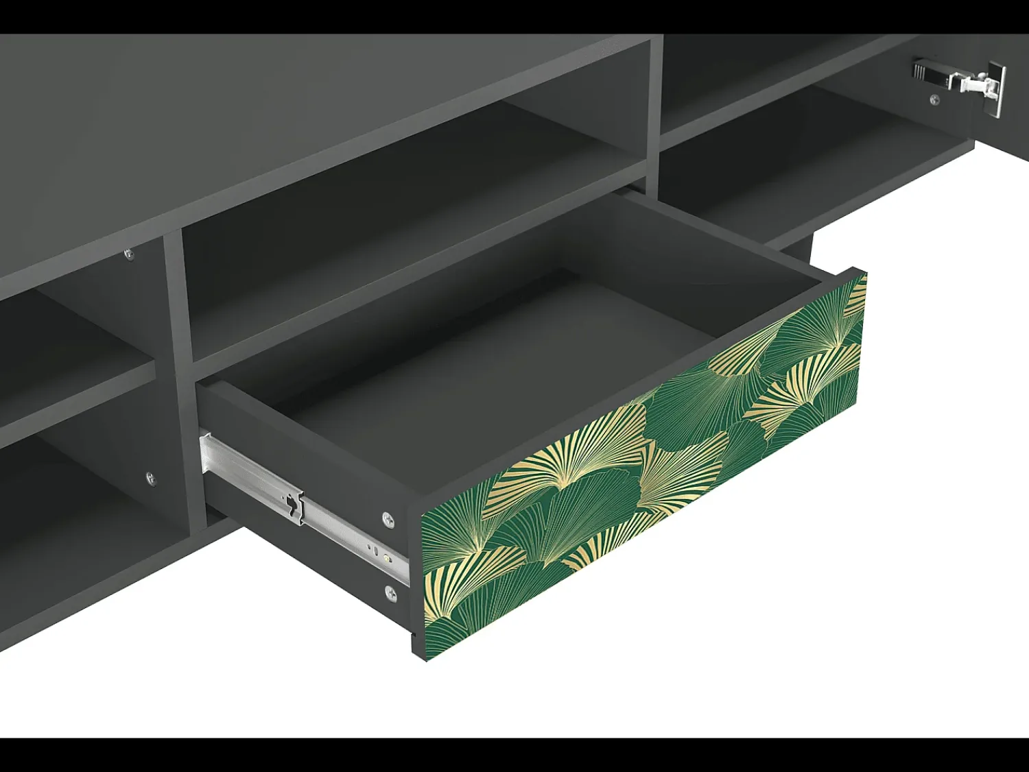 Discount Mueble de TV - 170х59х41 cm - T6 - Gold Ginkgo, Antracite Cinza antracite
