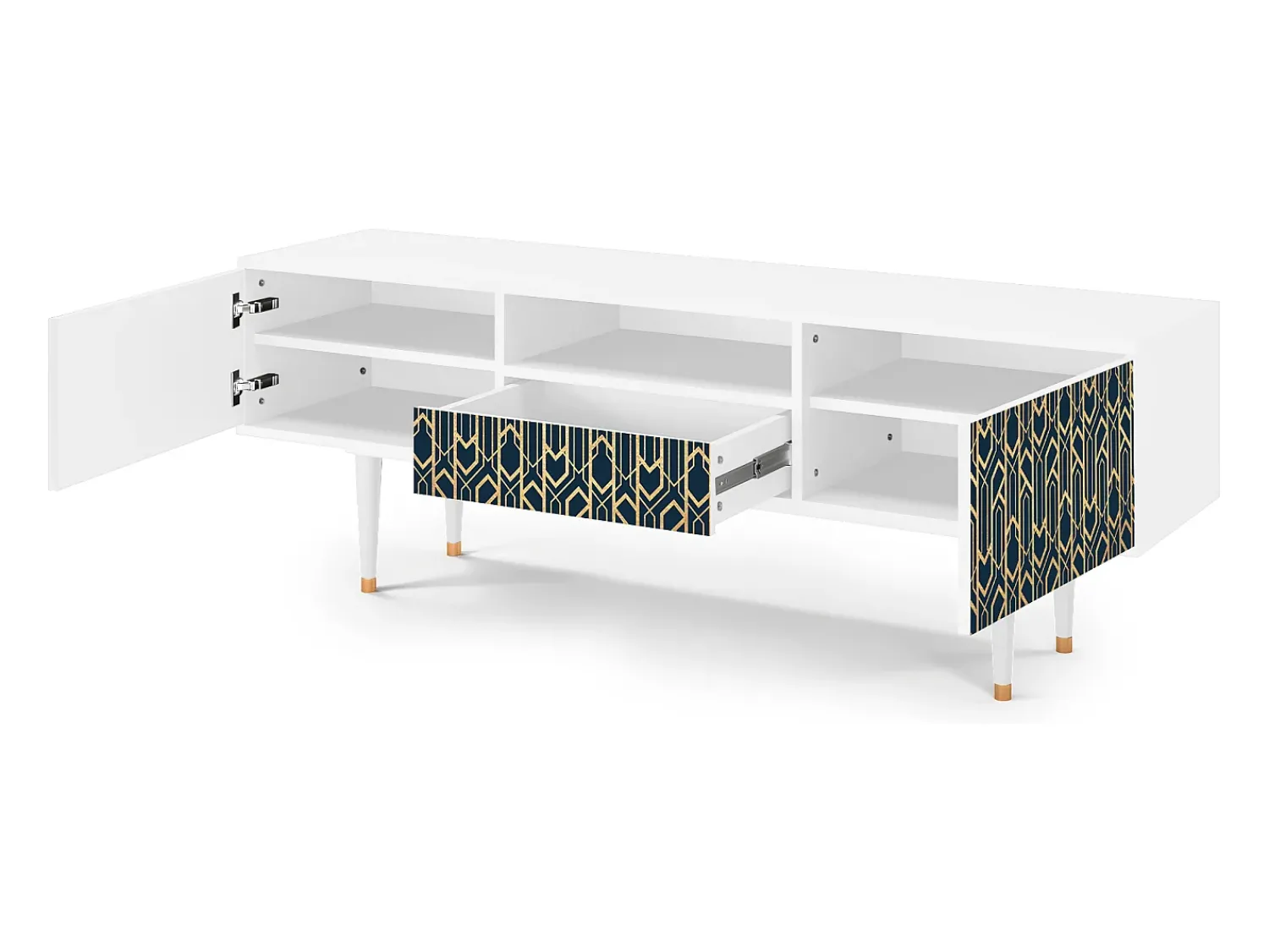 Hot Mueble de TV - 170х59х41 cm - T6 - Golden Empire, Branco Bege