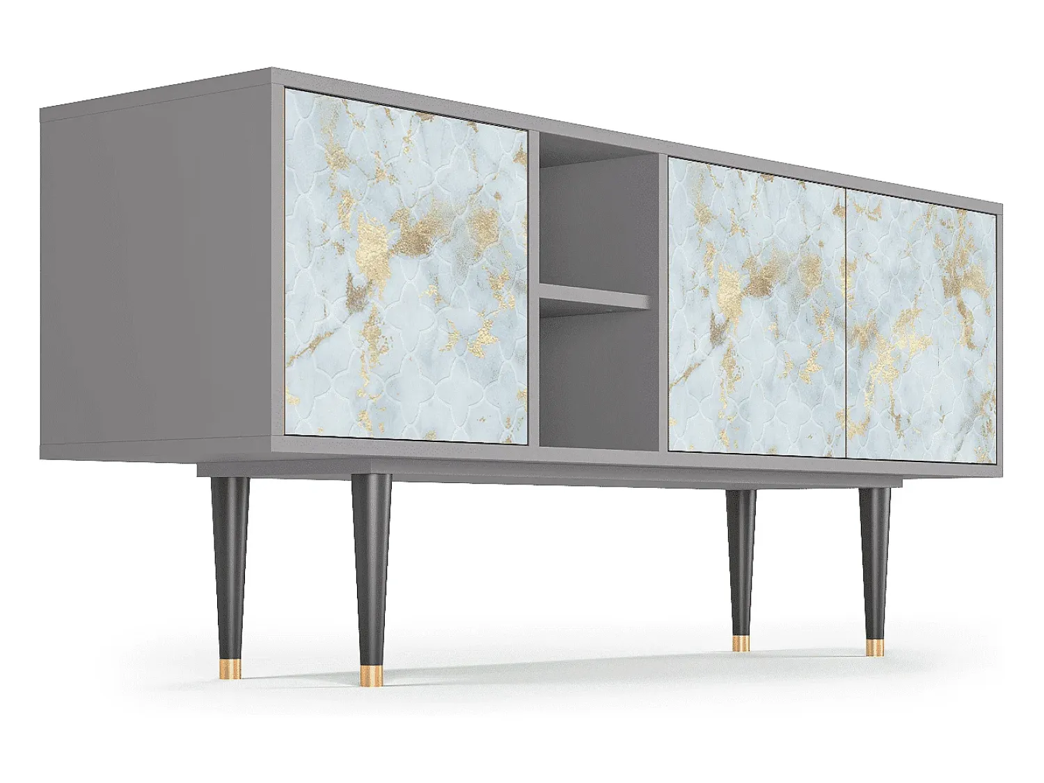 Móvel De Tv* Mueble de TV - 150х69х41 cm - T5 - Golden Waves, Cinza Cinzento