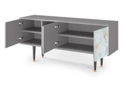 Móvel De Tv* Mueble de TV - 150х69х41 cm - T5 - Golden Waves, Cinza Cinzento