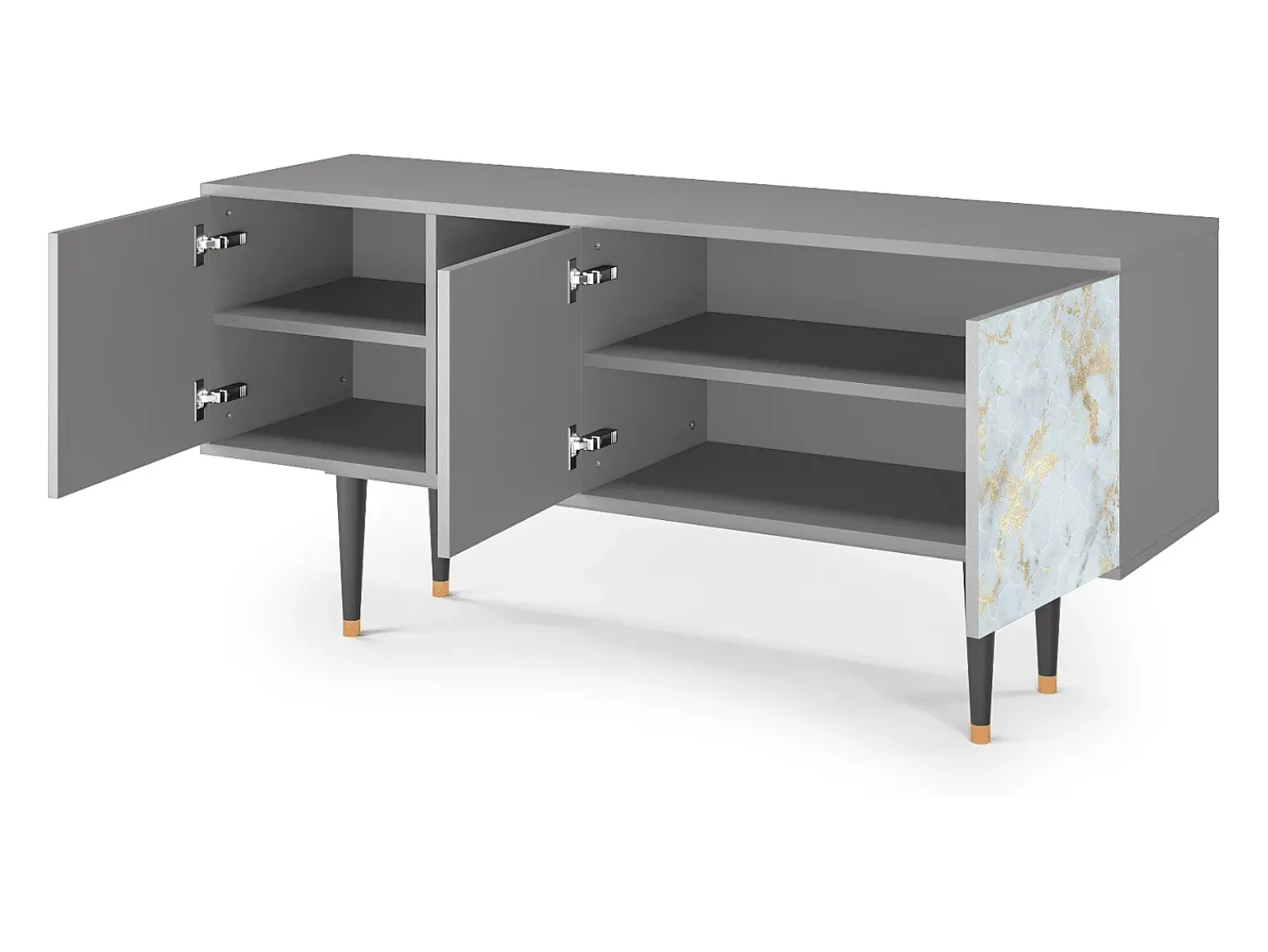 Móvel De Tv* Mueble de TV - 150х69х41 cm - T5 - Golden Waves, Cinza Cinzento