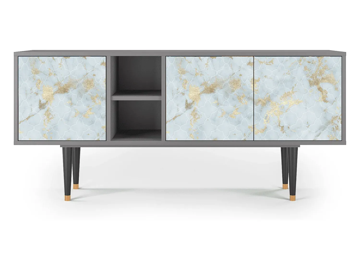Móvel De Tv* Mueble de TV - 150х69х41 cm - T5 - Golden Waves, Cinza Cinzento