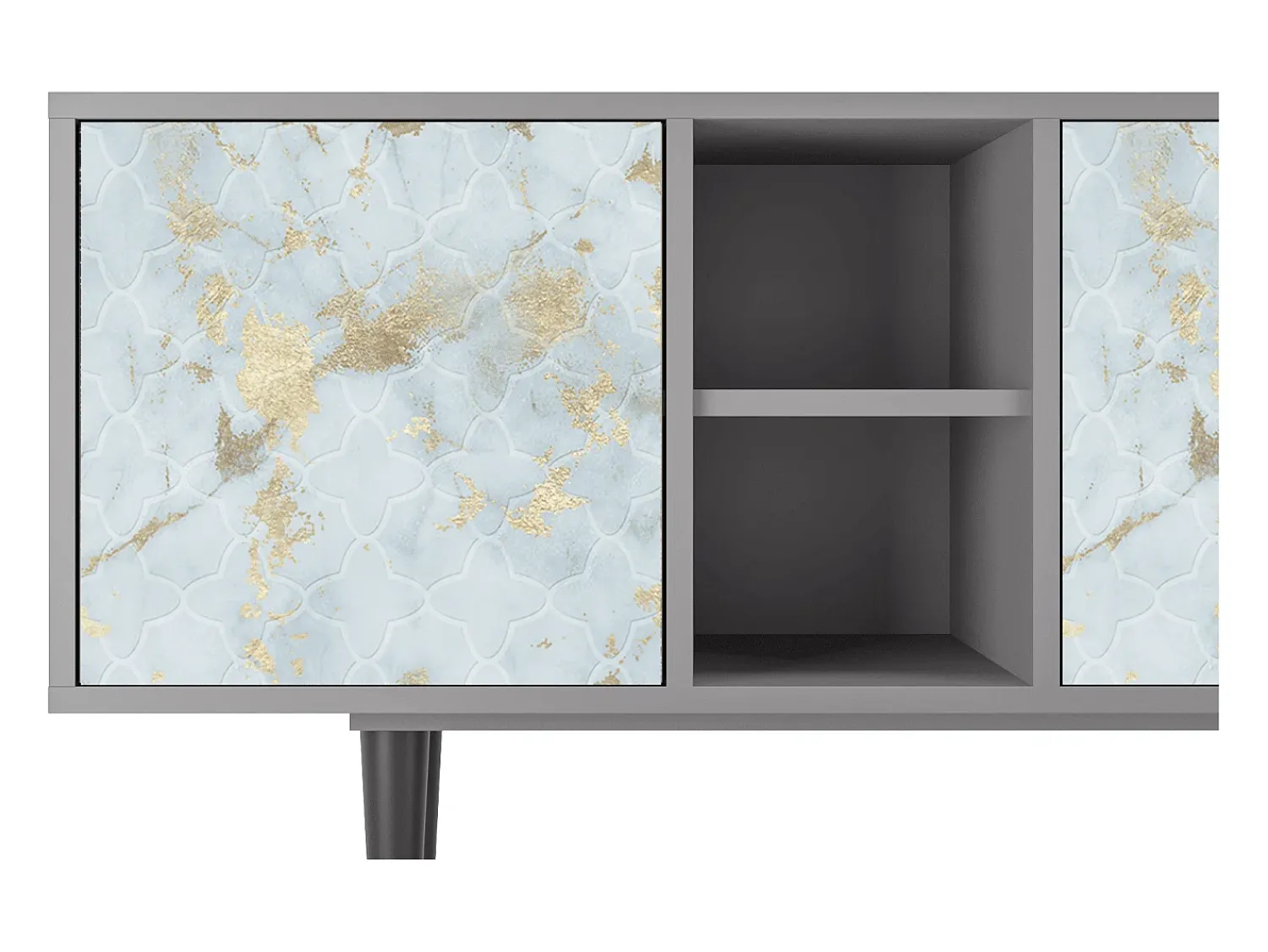 Móvel De Tv* Mueble de TV - 150х69х41 cm - T5 - Golden Waves, Cinza Cinzento