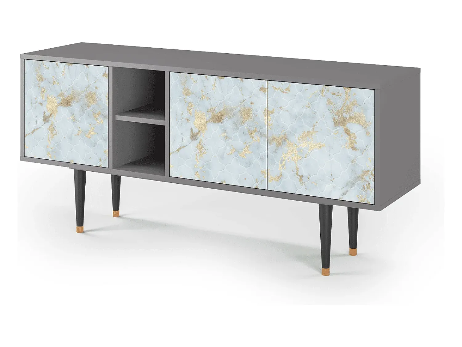Móvel De Tv* Mueble de TV - 150х69х41 cm - T5 - Golden Waves, Cinza Cinzento
