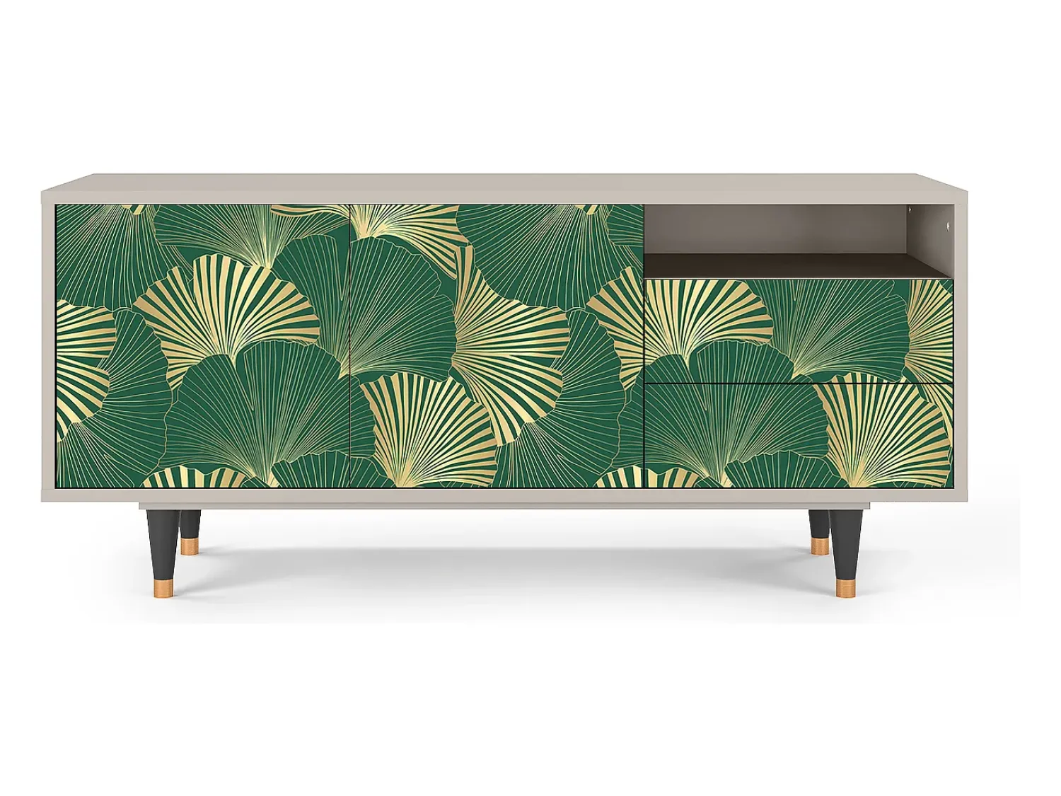Móvel De Tv| Mueble de TV - 125х56х41 cm - T7 - Gold Ginkgo, Areia Bege