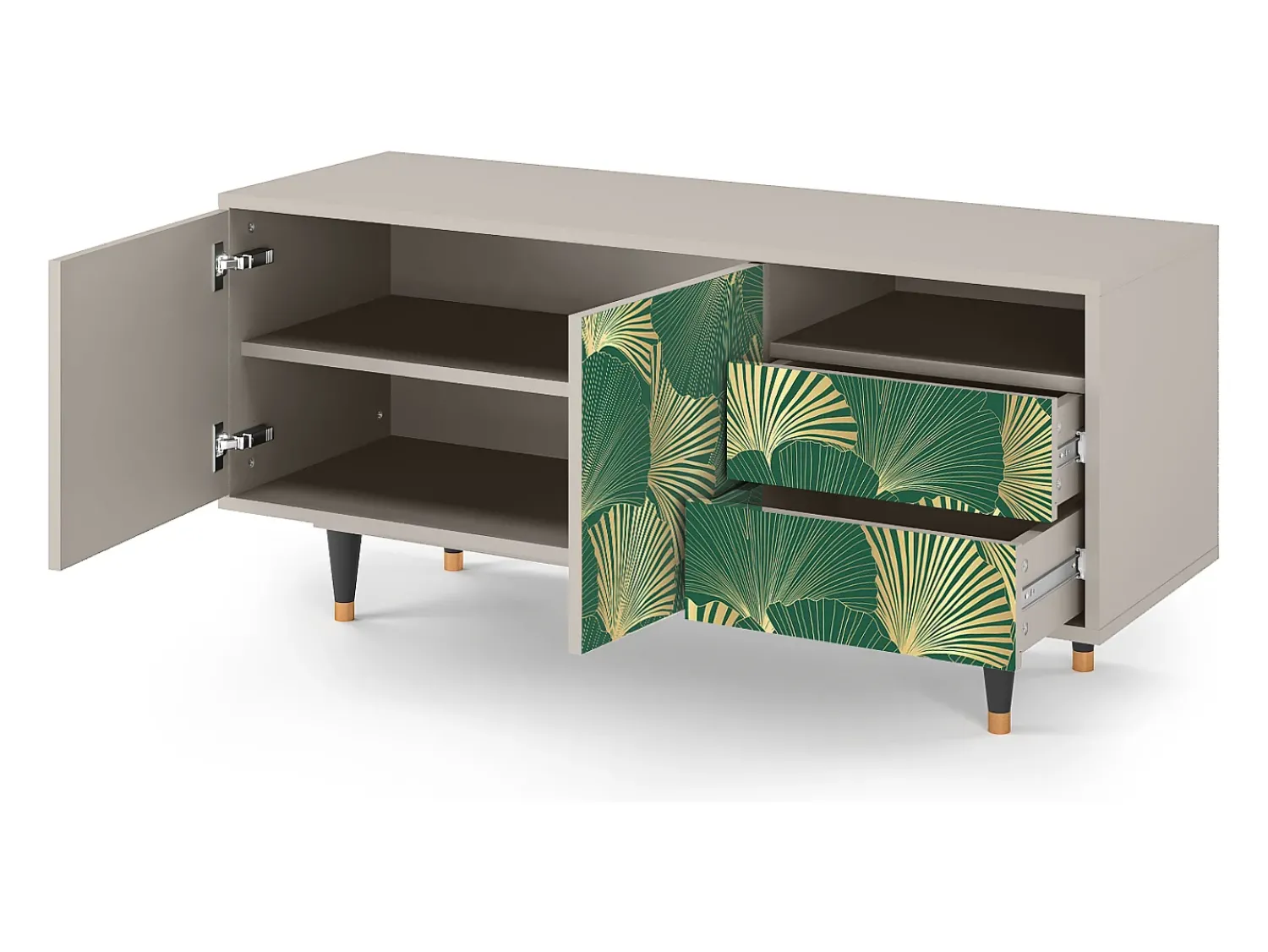 Móvel De Tv| Mueble de TV - 125х56х41 cm - T7 - Gold Ginkgo, Areia Bege