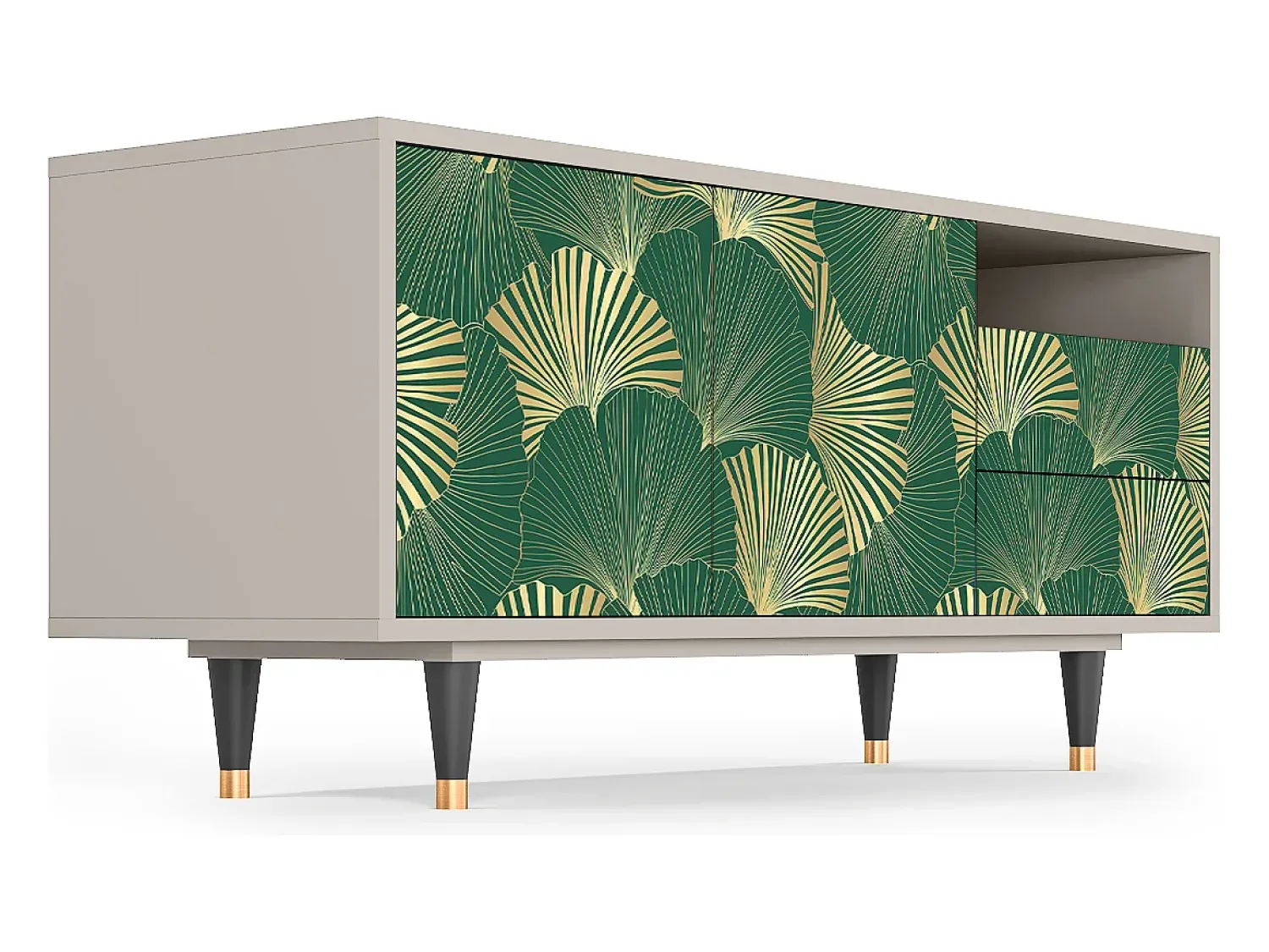 Móvel De Tv| Mueble de TV - 125х56х41 cm - T7 - Gold Ginkgo, Areia Bege