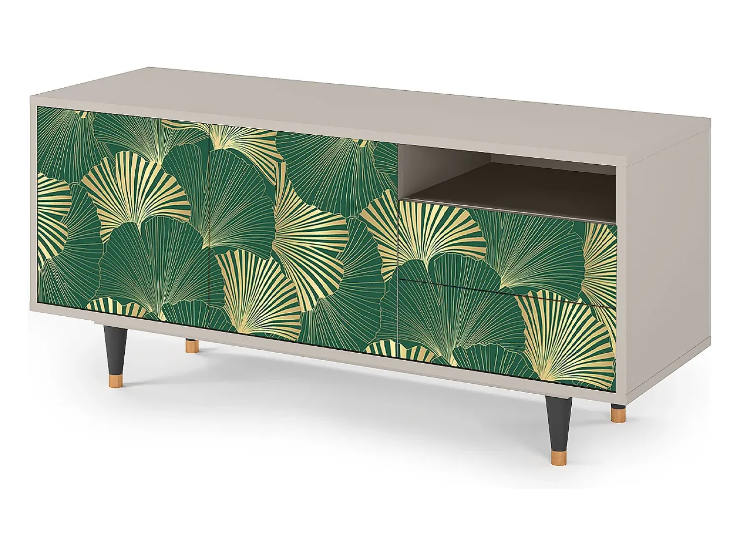 Móvel De Tv| Mueble de TV - 125х56х41 cm - T7 - Gold Ginkgo, Areia Bege
