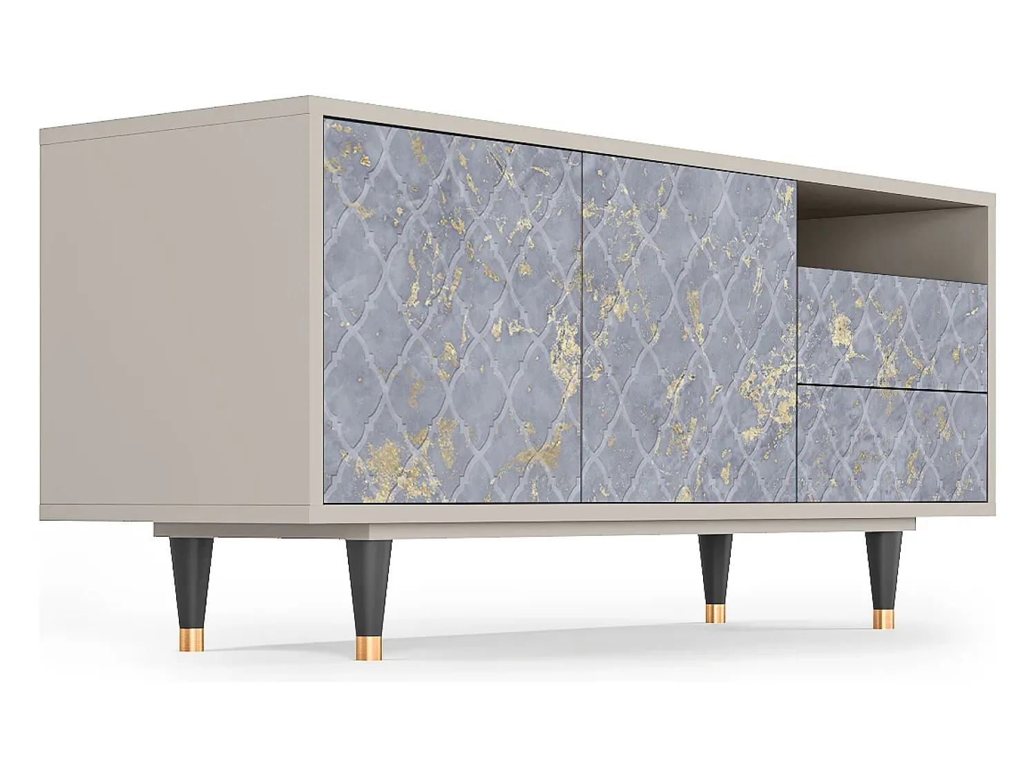 Mueble de TV - 125х56х41 cm - T7 - Golden Smoke, Areia Bege