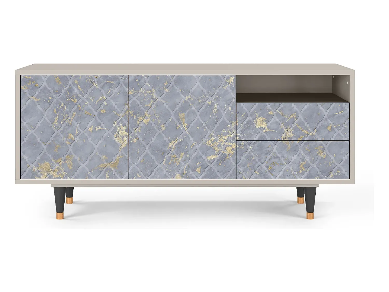Mueble de TV - 125х56х41 cm - T7 - Golden Smoke, Areia Bege