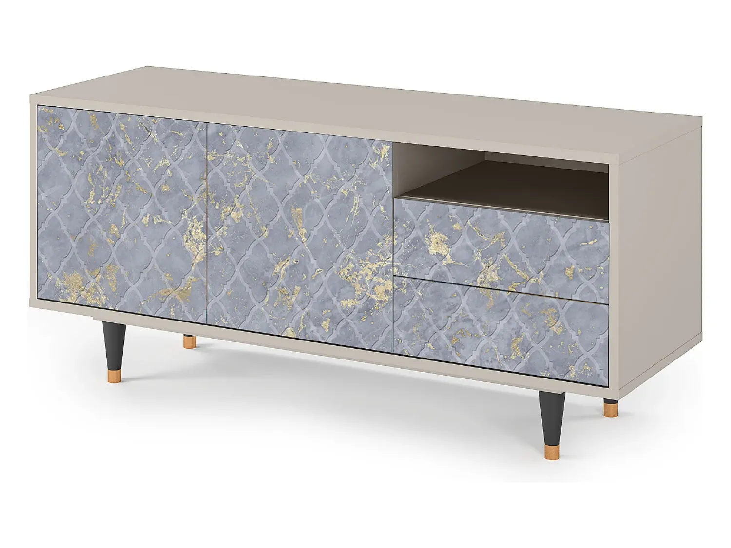 Mueble de TV - 125х56х41 cm - T7 - Golden Smoke, Areia Bege