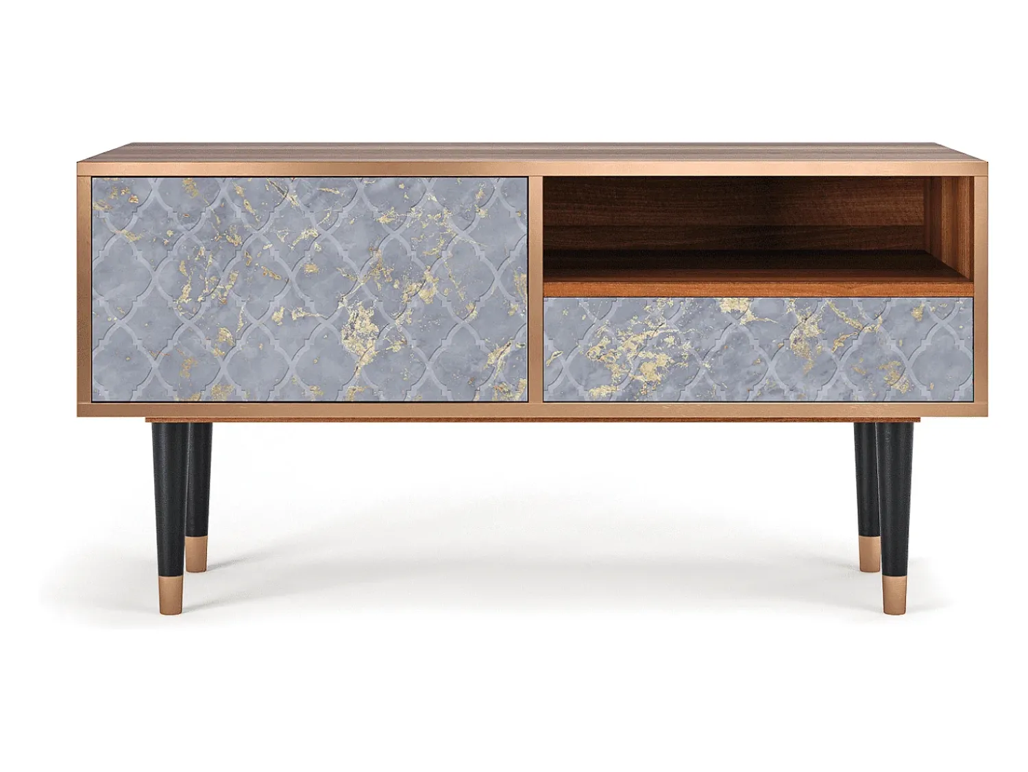Móvel De Tv* Mueble de TV - 115х59х48 cm - T3 - Golden Smoke, Nogueira Castanho