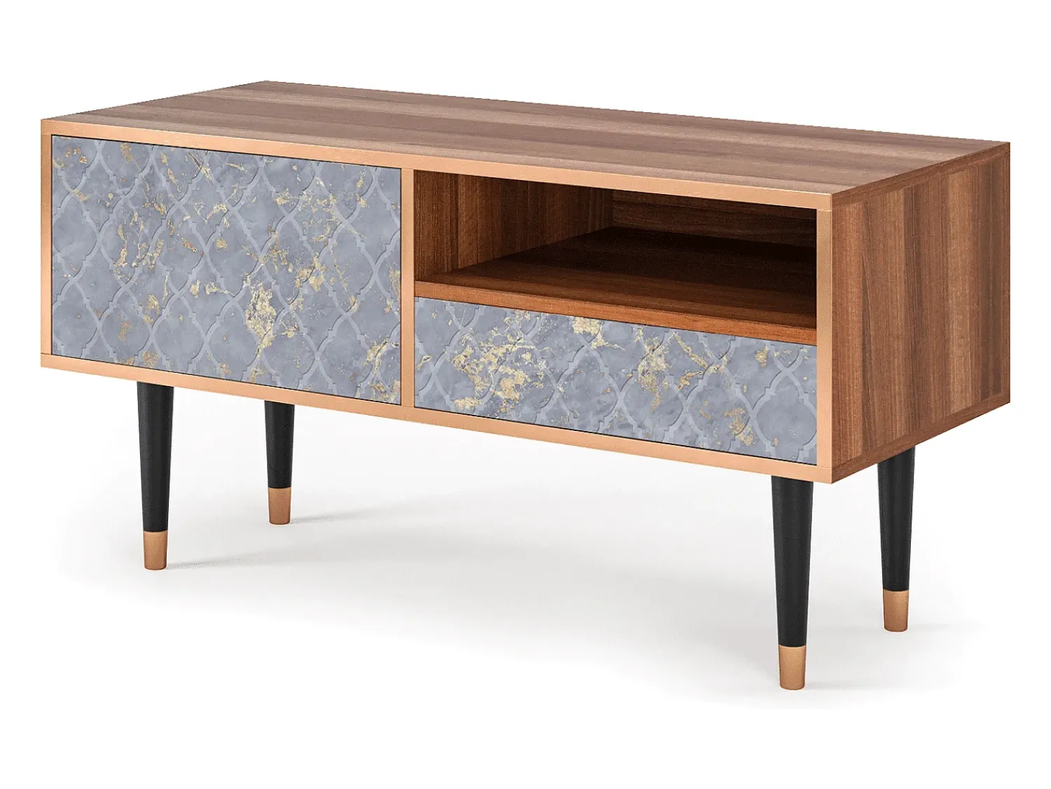 Móvel De Tv* Mueble de TV - 115х59х48 cm - T3 - Golden Smoke, Nogueira Castanho