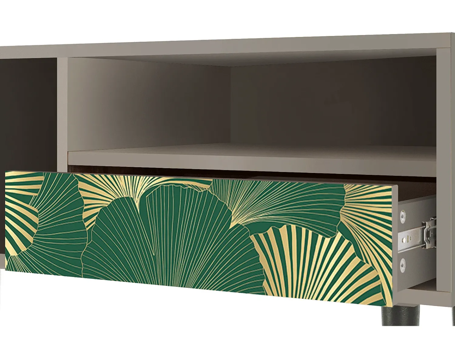 Móvel De Tv| Mueble de TV - 115х59х48 cm - T3 - Gold Ginkgo, Areia Bege