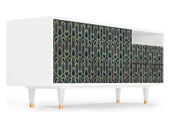 Móvel De Tv* Mueble de TV - 125х56х41 cm - T7 - Golden Empire, Branco Bege