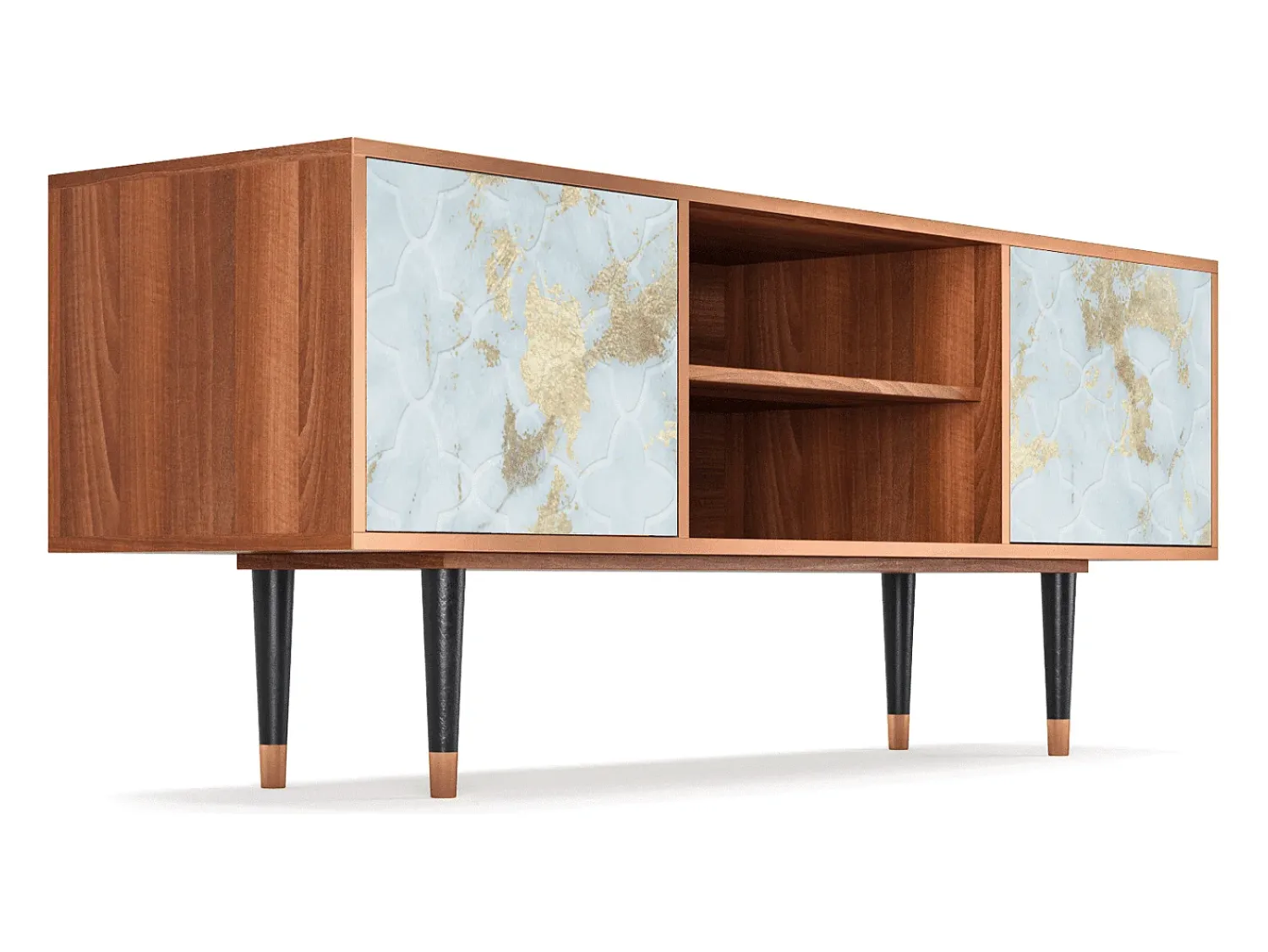 Móvel De Tv* Mueble de TV - 170х69х48 cm - T2 - Golden Waves, Nogueira Castanho