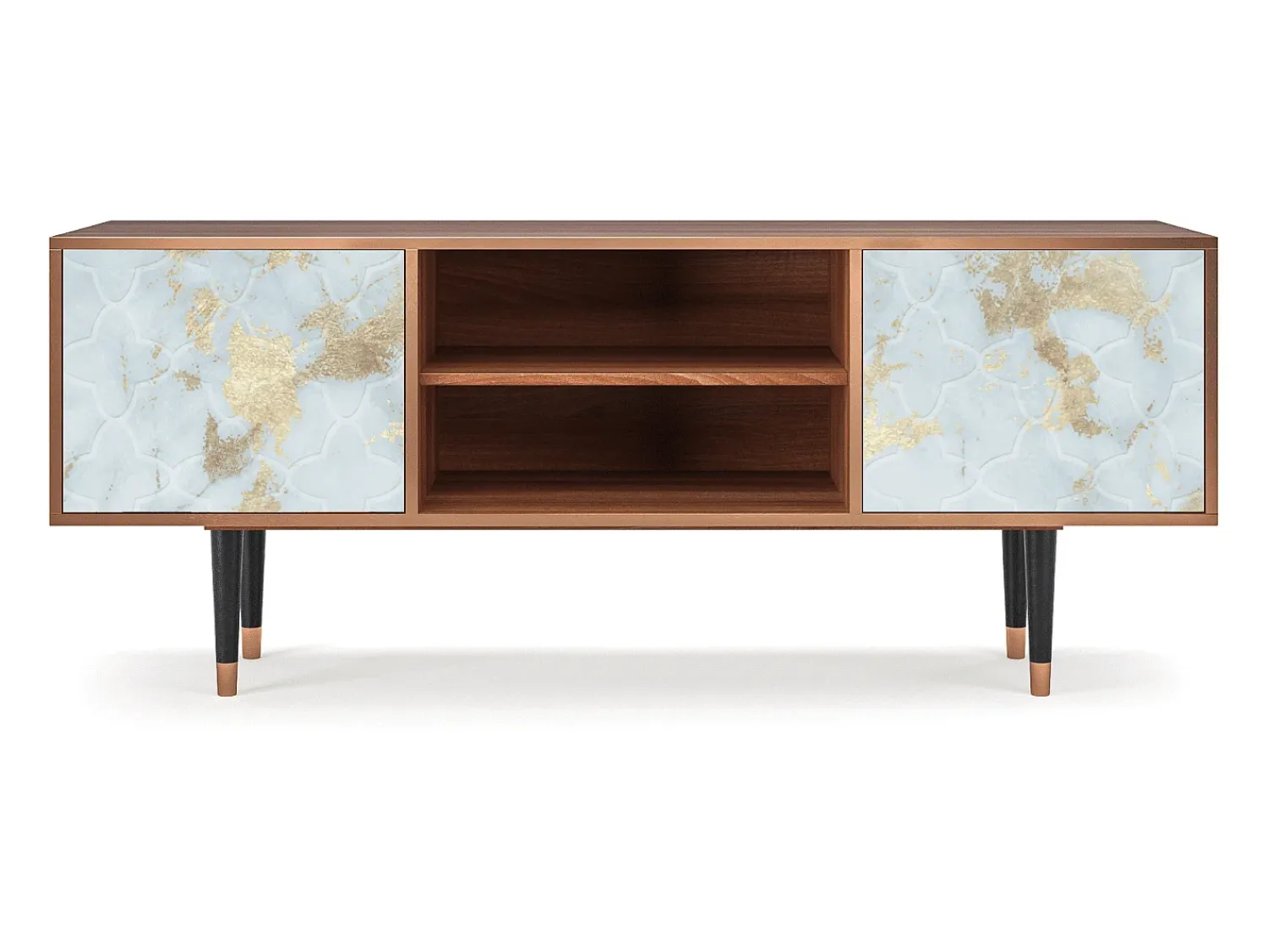 Móvel De Tv* Mueble de TV - 170х69х48 cm - T2 - Golden Waves, Nogueira Castanho