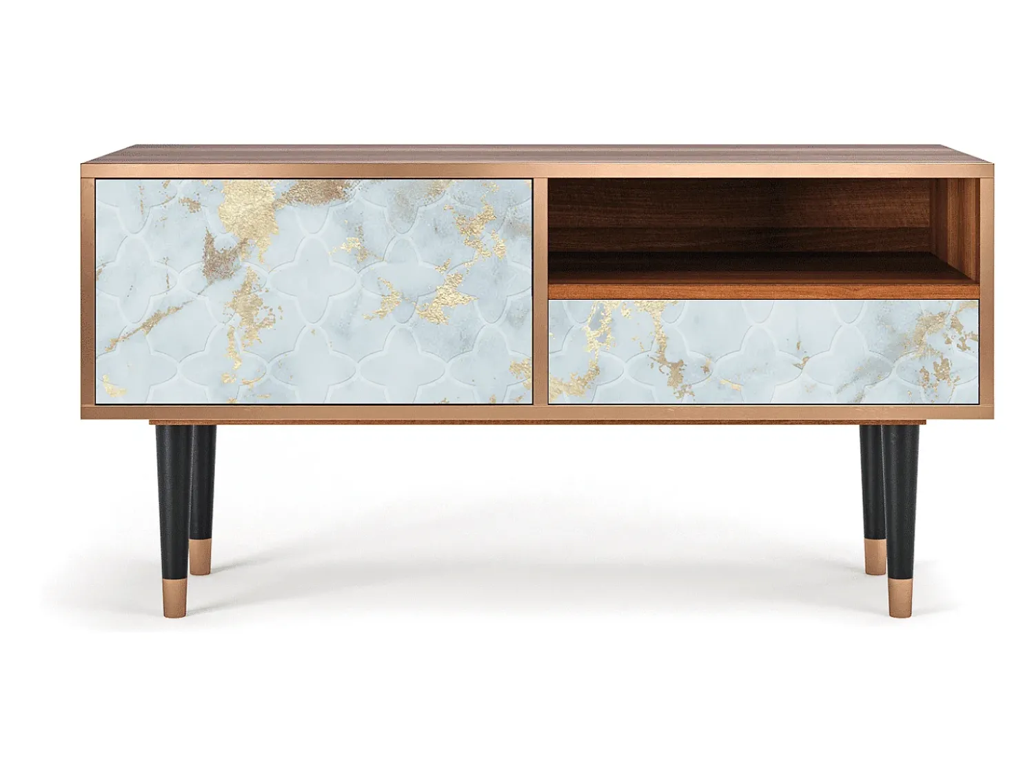 Mueble de TV - 115х59х48 cm - T3 - Golden Waves, Nogueira^ Móvel De Tv