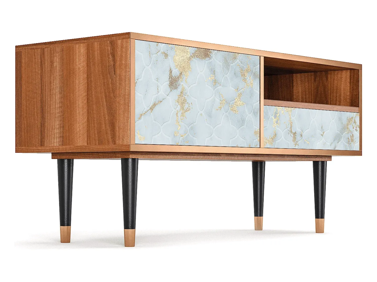Mueble de TV - 115х59х48 cm - T3 - Golden Waves, Nogueira^ Móvel De Tv