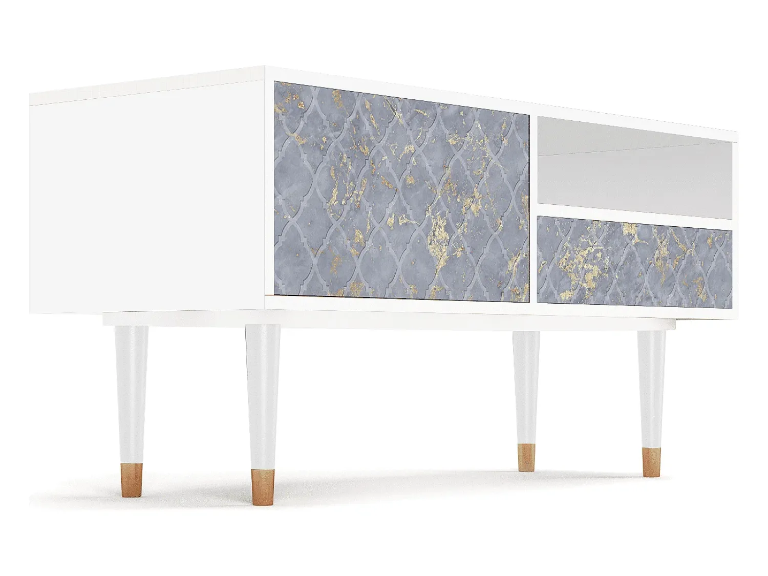 Móvel De Tv* Mueble de TV - 115х59х48 cm - T3 - Golden Smoke, Branco Bege