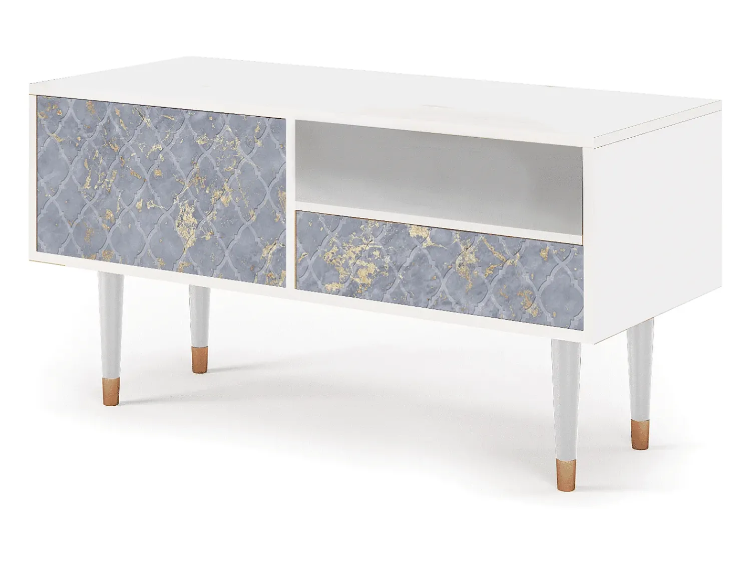 Móvel De Tv* Mueble de TV - 115х59х48 cm - T3 - Golden Smoke, Branco Bege