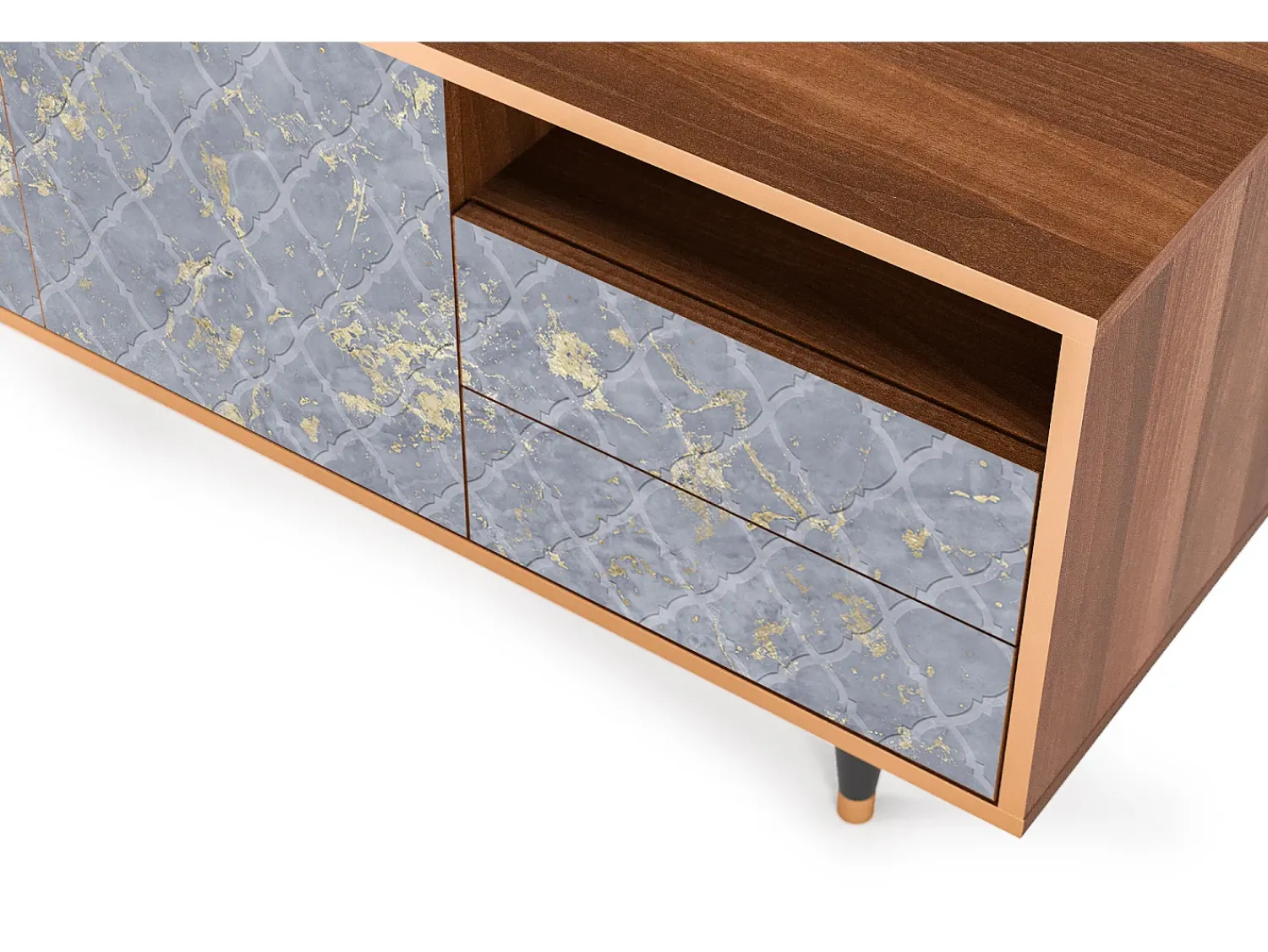 Mueble de TV - 125х56х41 cm - T7 - Golden Smoke, Nogueira Castanho