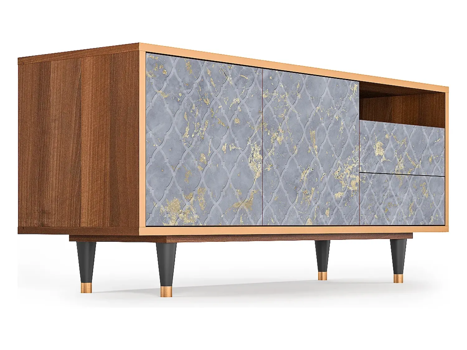 Mueble de TV - 125х56х41 cm - T7 - Golden Smoke, Nogueira Castanho
