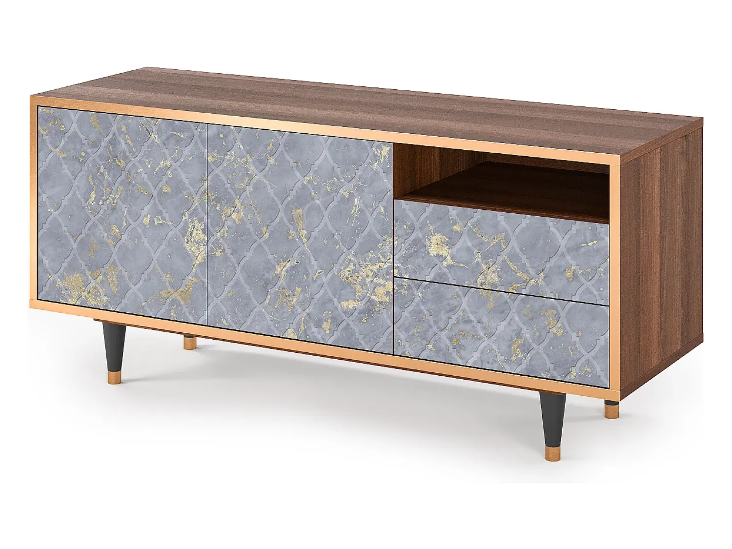 Mueble de TV - 125х56х41 cm - T7 - Golden Smoke, Nogueira Castanho