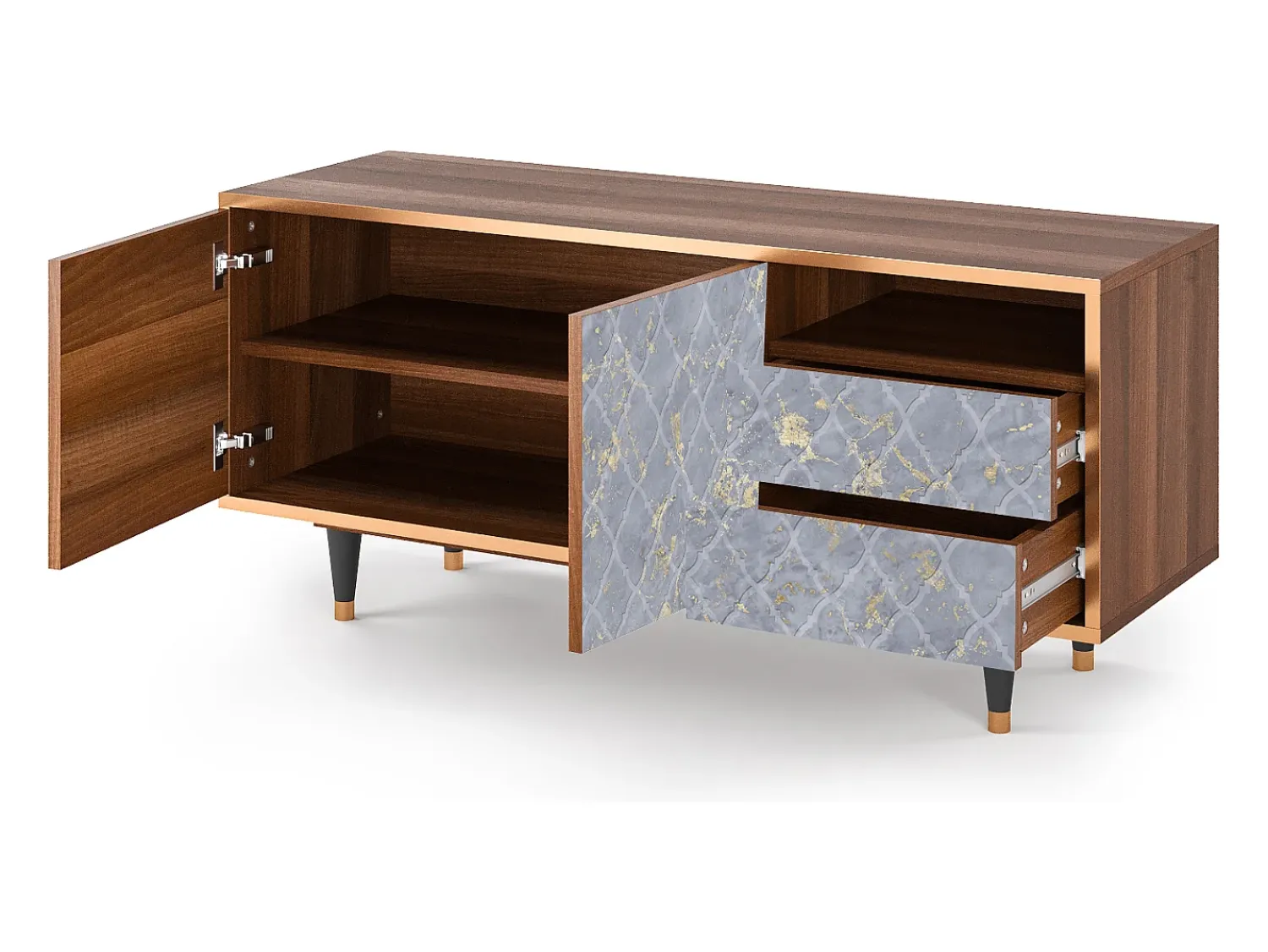 Mueble de TV - 125х56х41 cm - T7 - Golden Smoke, Nogueira Castanho