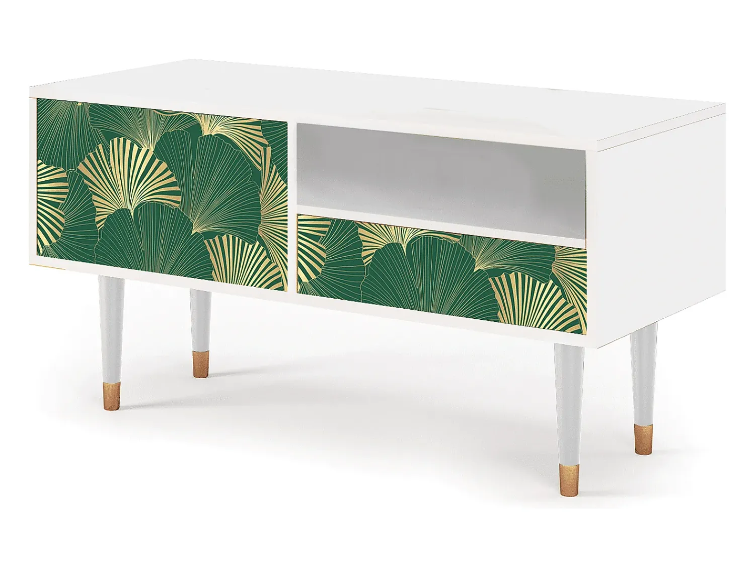 Outlet Mueble de TV - 115х59х48 cm - T3 - Gold Ginkgo, Branco Bege