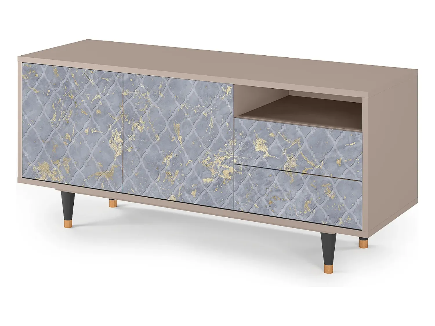 Mueble de TV - 125х56х41 cm - T7 - Golden Smoke, Latte^ Móvel De Tv