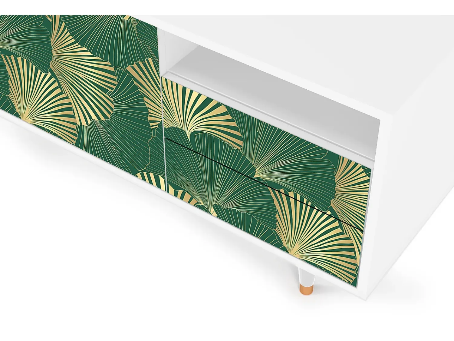 Online Mueble de TV - 125х56х41 cm - T7 - Gold Ginkgo, Branco Bege