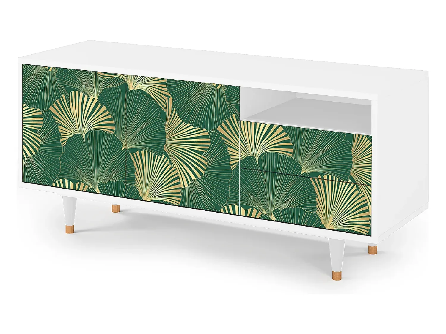 Online Mueble de TV - 125х56х41 cm - T7 - Gold Ginkgo, Branco Bege