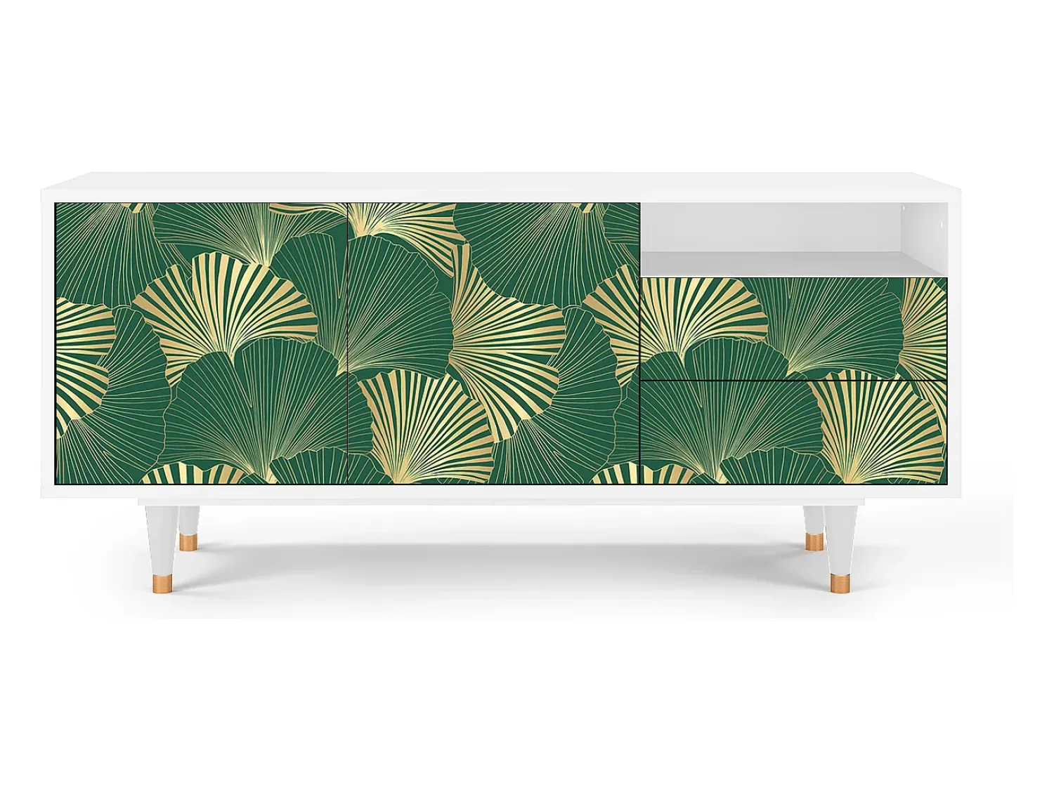 Online Mueble de TV - 125х56х41 cm - T7 - Gold Ginkgo, Branco Bege