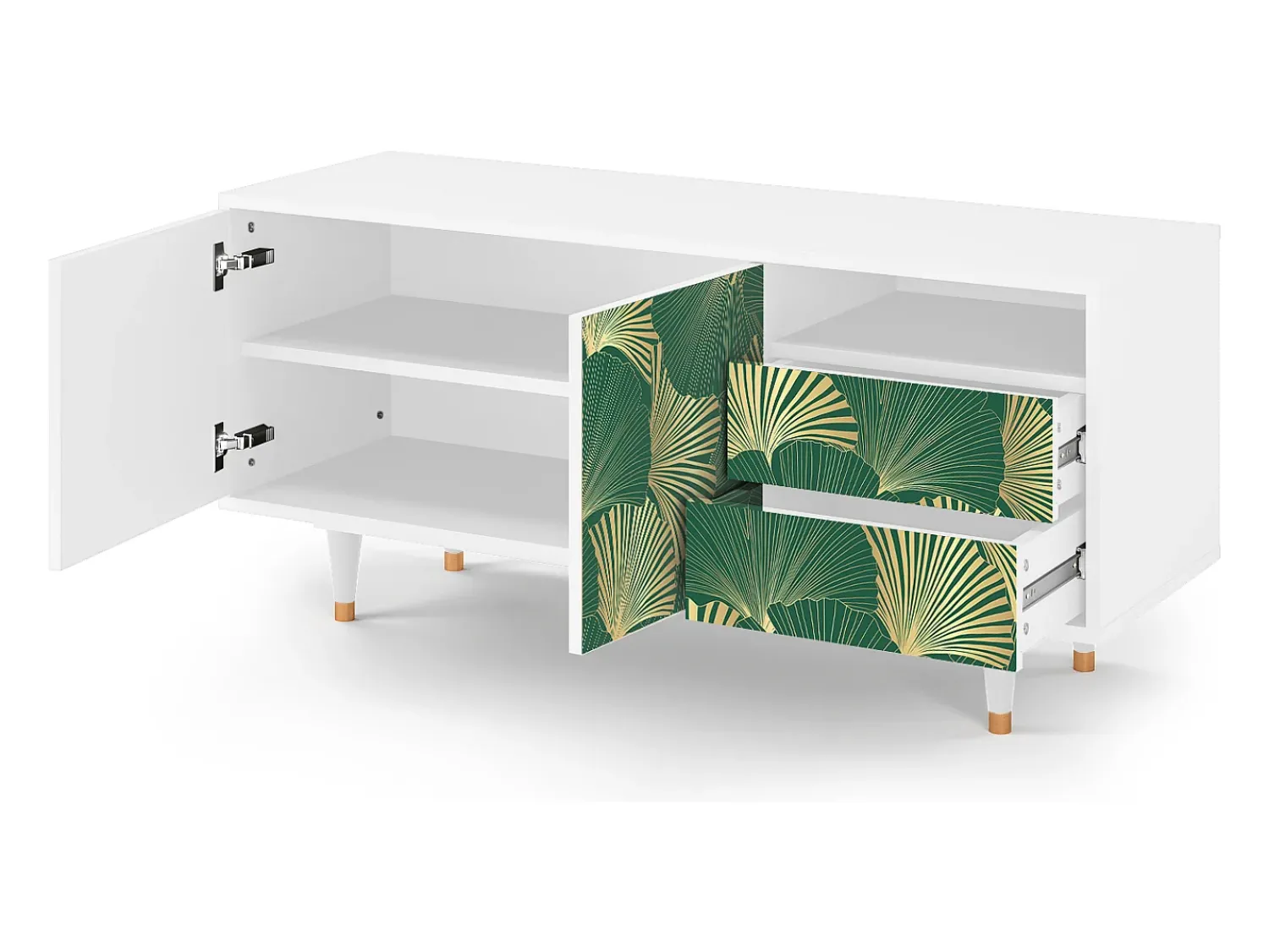 Online Mueble de TV - 125х56х41 cm - T7 - Gold Ginkgo, Branco Bege