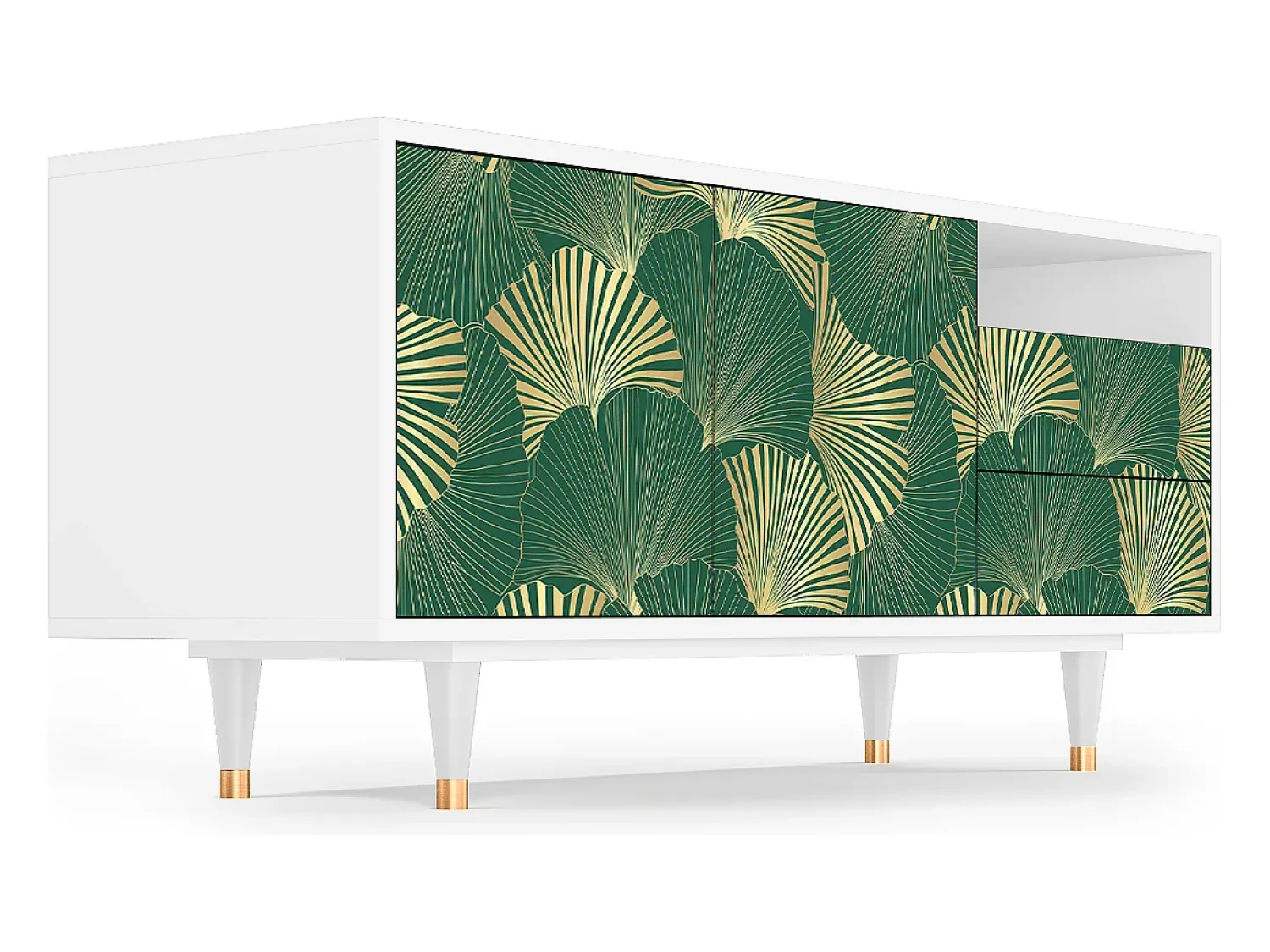 Online Mueble de TV - 125х56х41 cm - T7 - Gold Ginkgo, Branco Bege
