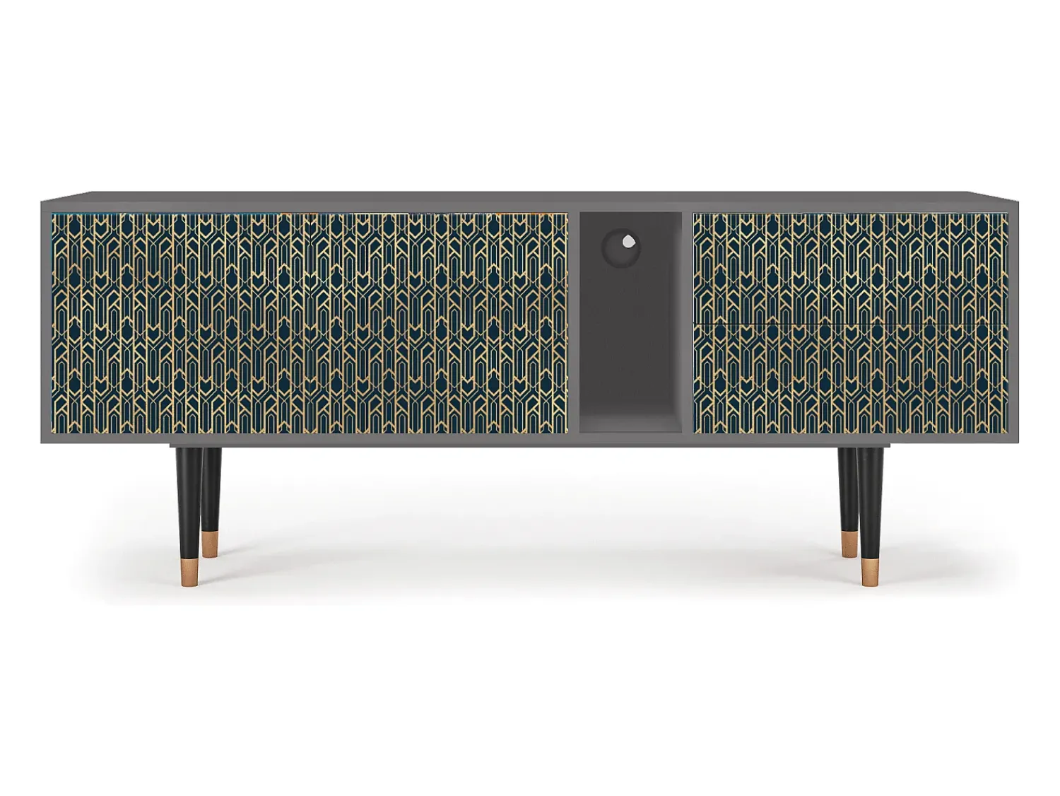 Móvel De Tv| Mueble de TV - 170х69х48 cm - T1 - Golden Empire, Cinza Cinzento