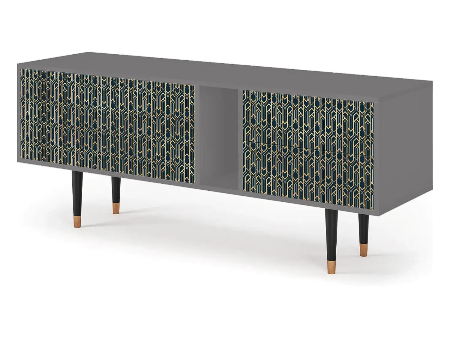 Móvel De Tv| Mueble de TV - 170х69х48 cm - T1 - Golden Empire, Cinza Cinzento