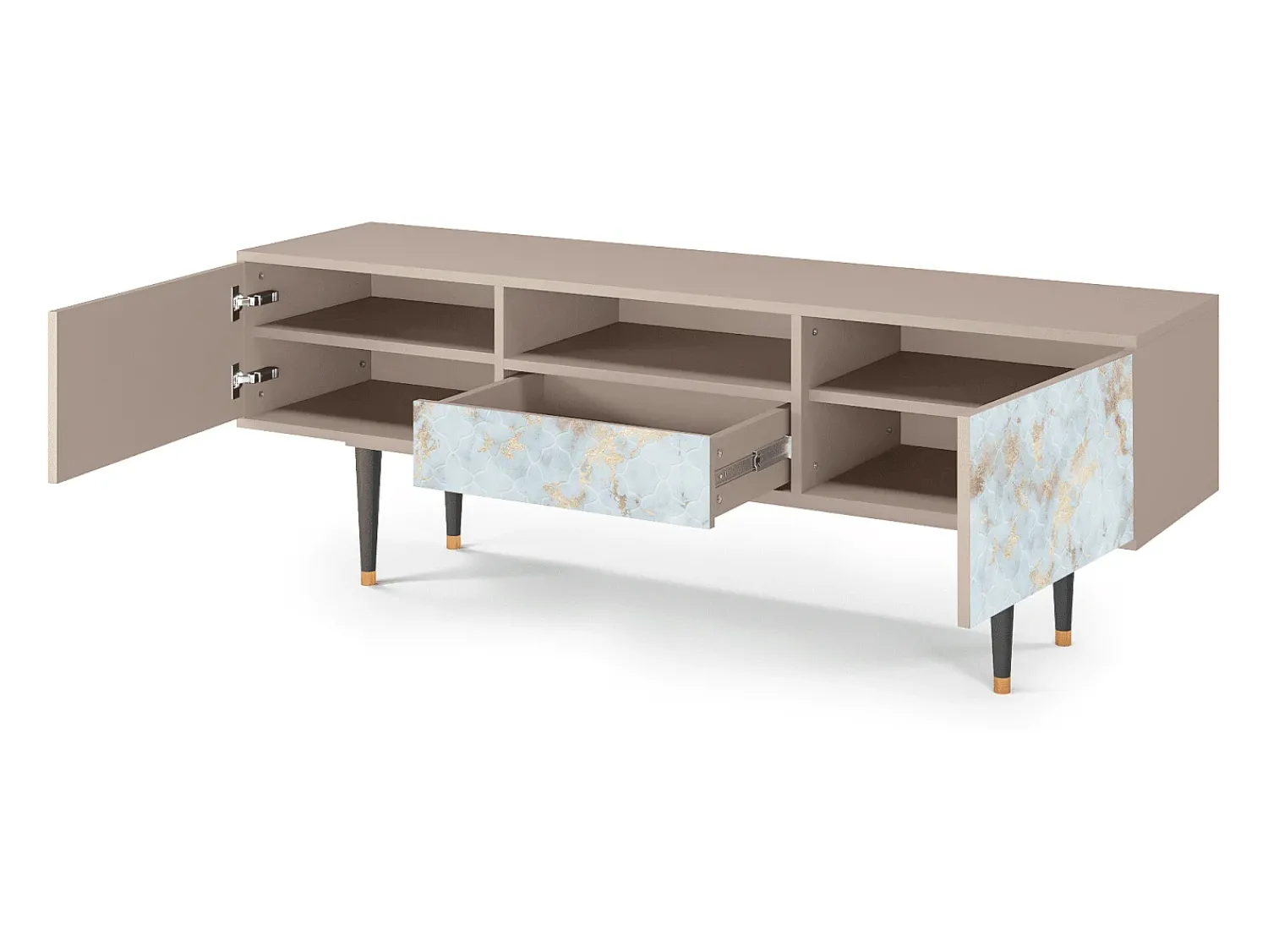 Móvel De Tv* Mueble de TV - 170х59х41 cm - T6 - Golden Waves, Latte Bege
