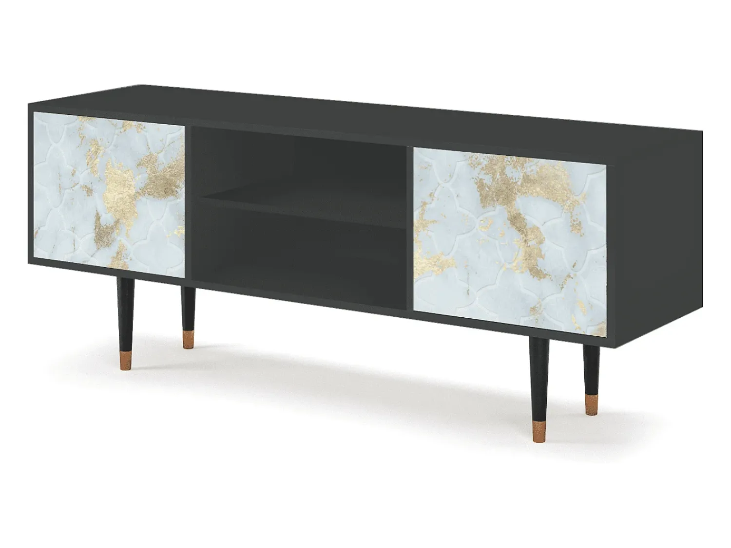Móvel De Tv* Mueble de TV - 170х69х48 cm - T2 - Golden Waves, Antracite Cinza antracite