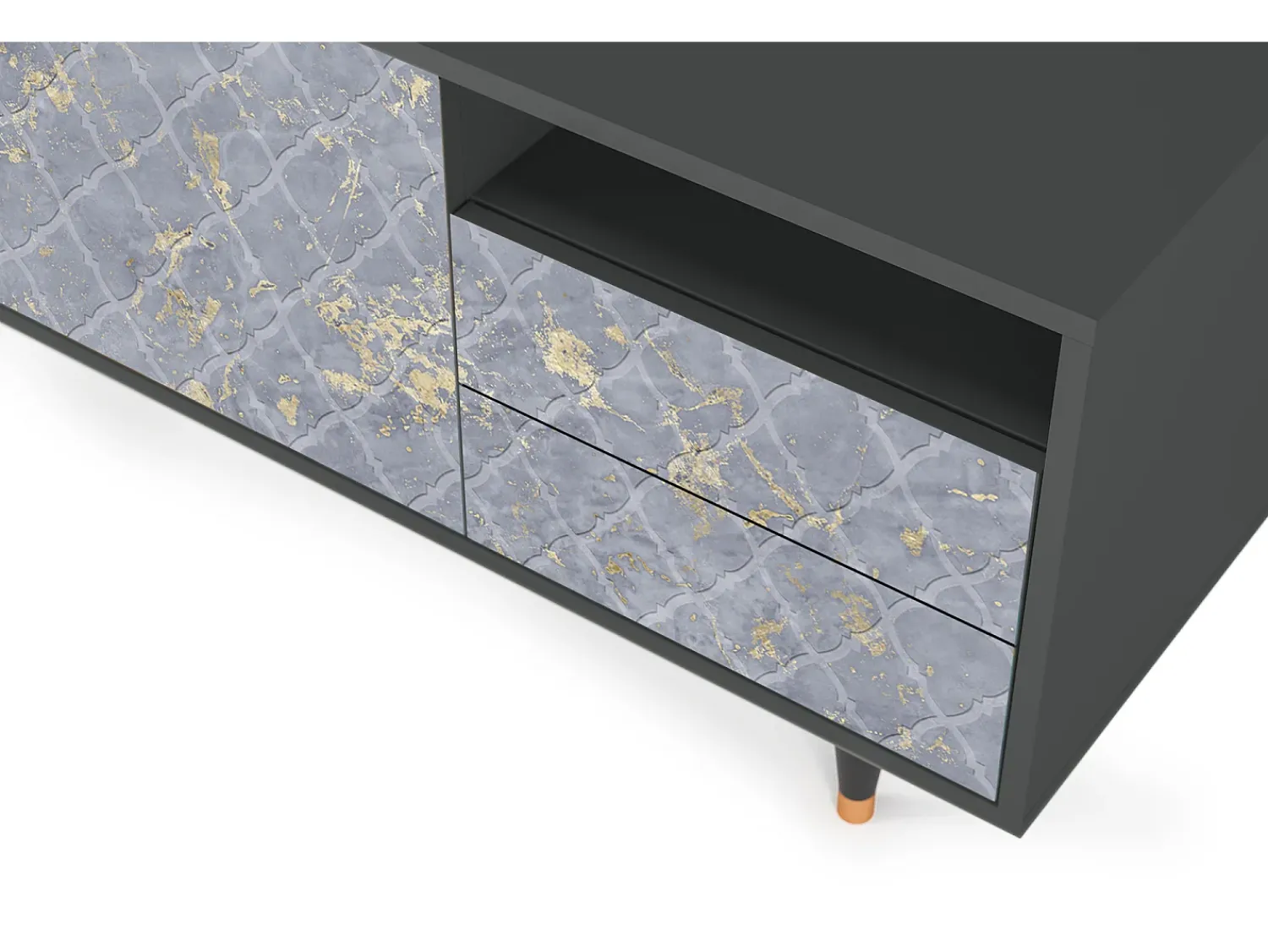 Móvel De Tv| Mueble de TV - 125х56х41 cm - T7 - Golden Smoke, Antracite Cinza antracite