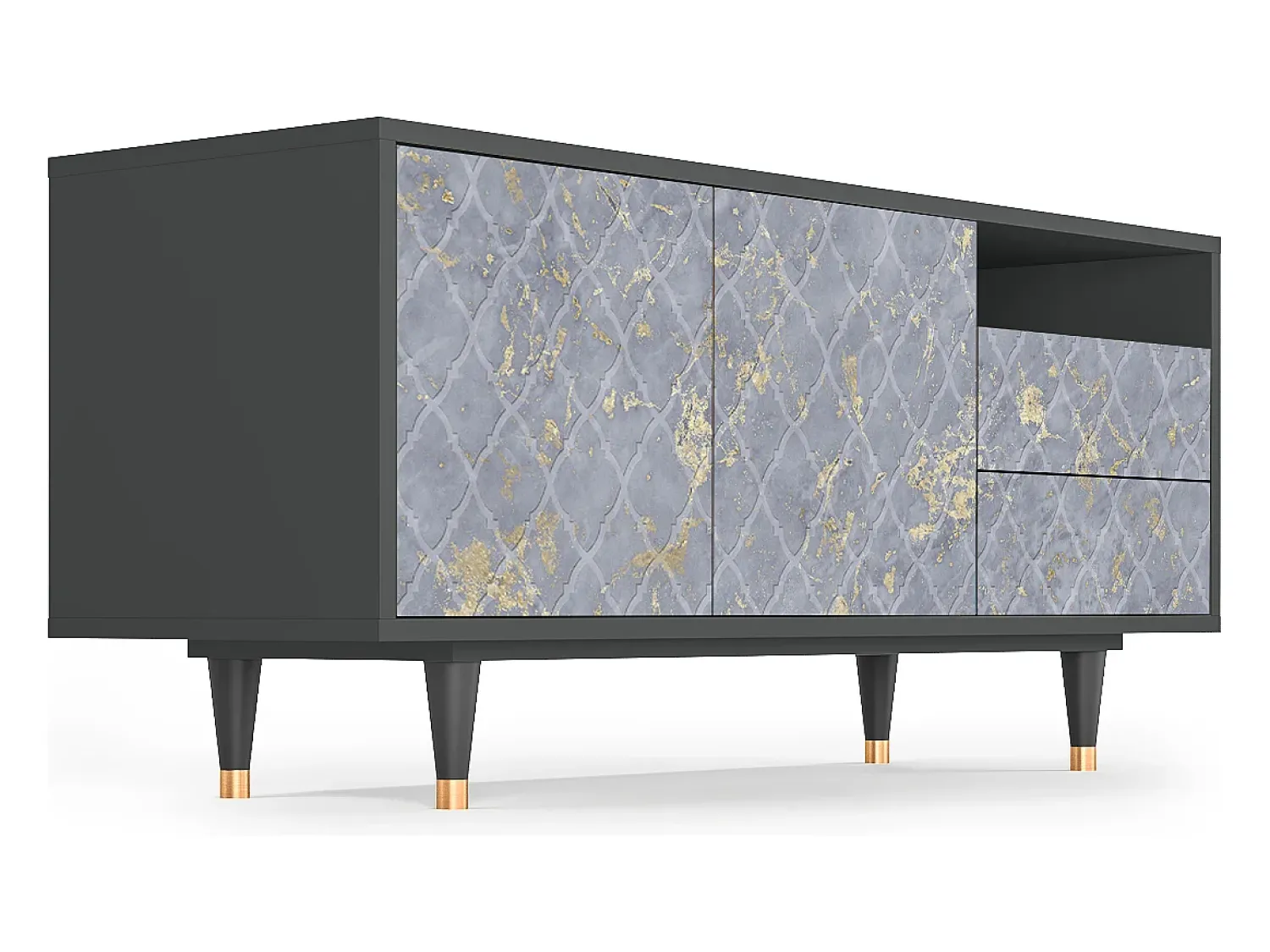 Móvel De Tv| Mueble de TV - 125х56х41 cm - T7 - Golden Smoke, Antracite Cinza antracite