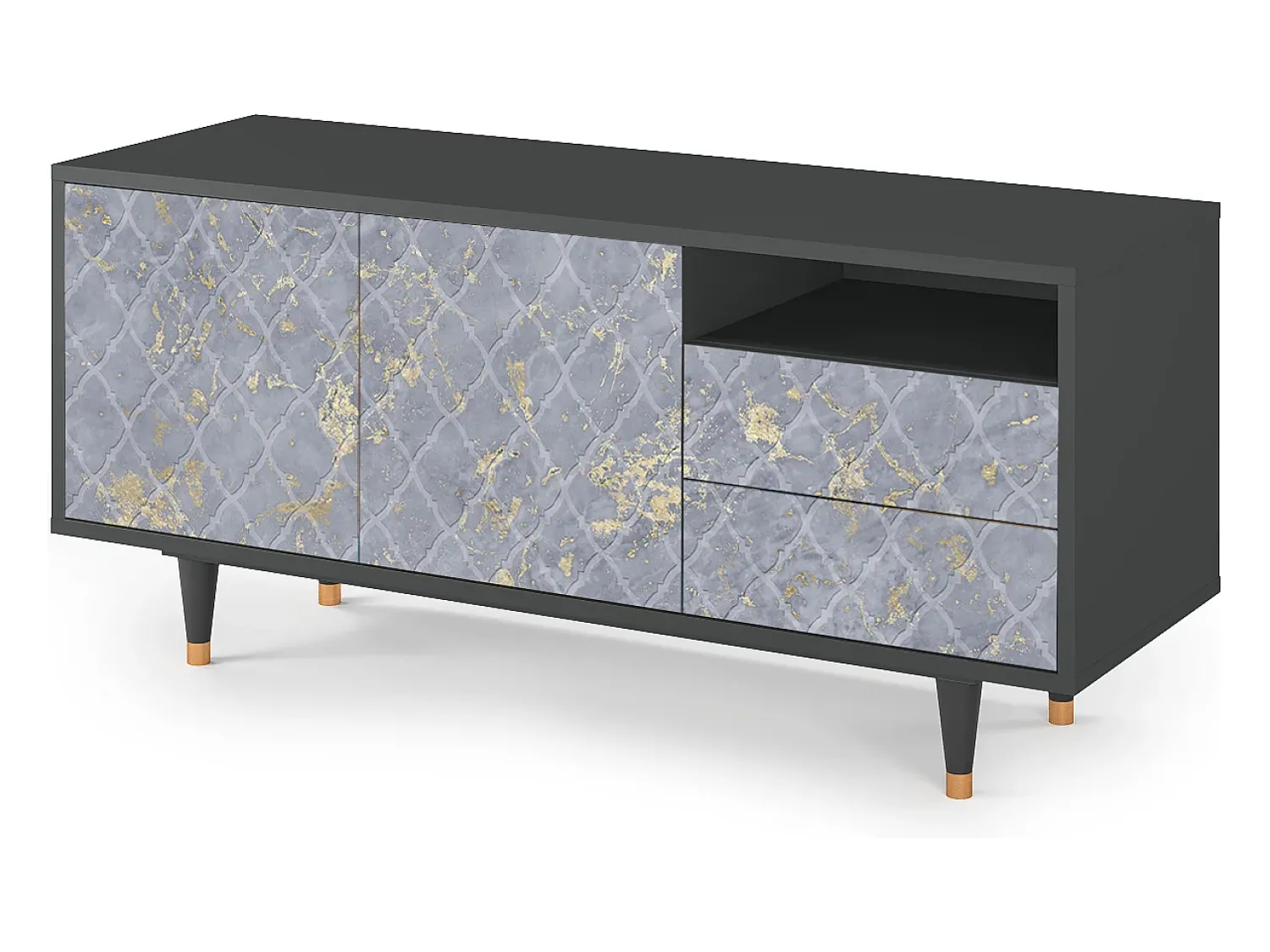 Móvel De Tv| Mueble de TV - 125х56х41 cm - T7 - Golden Smoke, Antracite Cinza antracite
