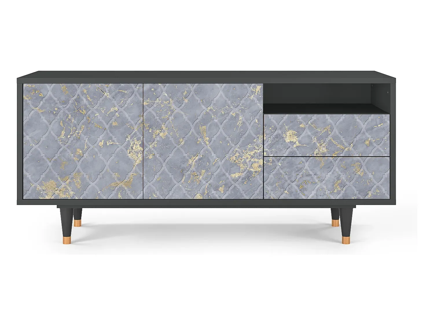 Móvel De Tv| Mueble de TV - 125х56х41 cm - T7 - Golden Smoke, Antracite Cinza antracite
