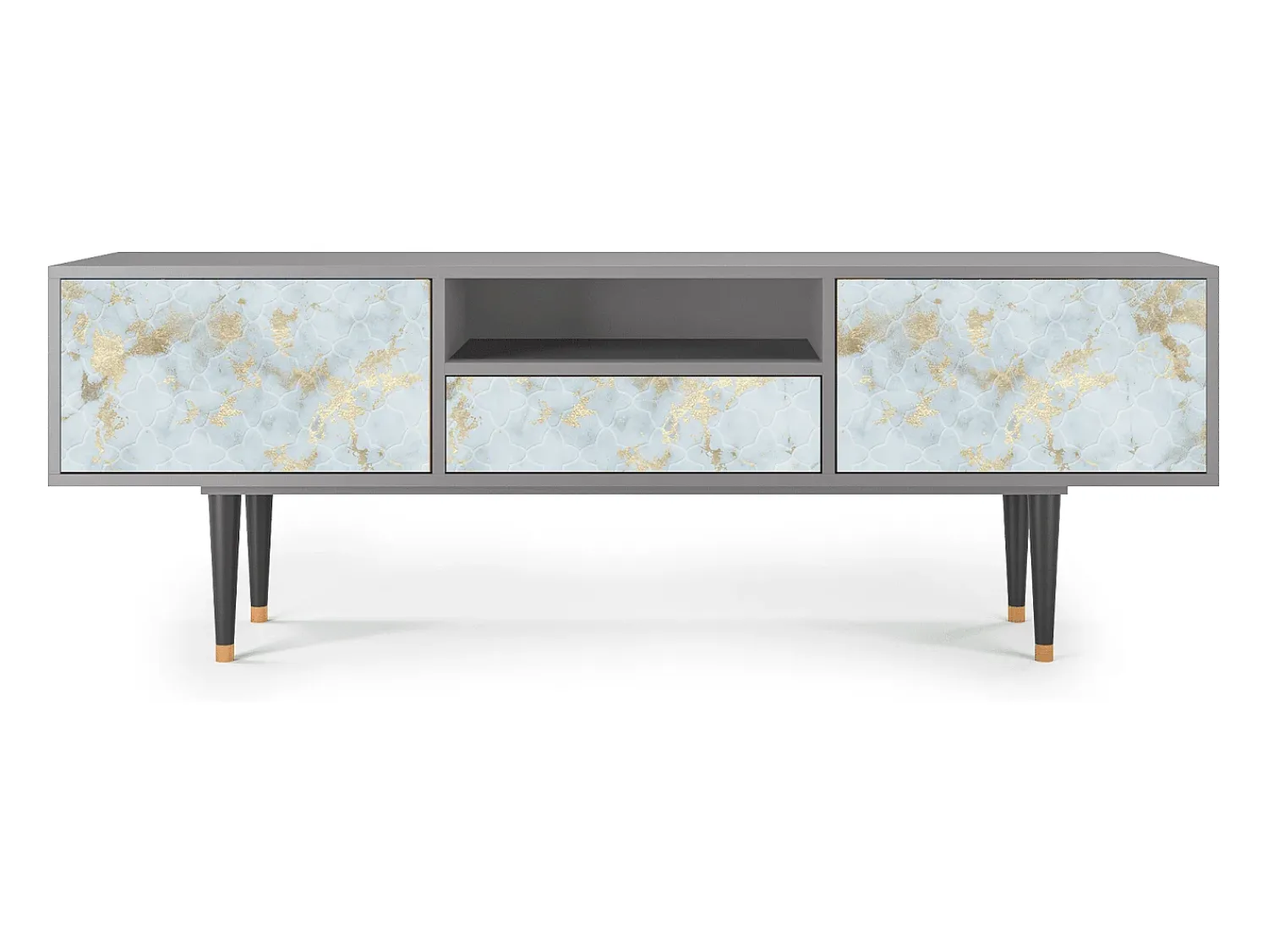 Móvel De Tv| Mueble de TV - 170х59х41 cm - T6 - Golden Waves, Cinza Cinzento