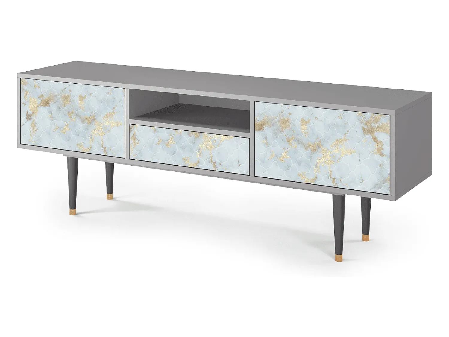Móvel De Tv| Mueble de TV - 170х59х41 cm - T6 - Golden Waves, Cinza Cinzento