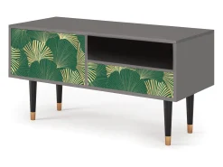 Móvel De Tv| Mueble de TV - 115х59х48 cm - T3 - Gold Ginkgo, Cinza Cinzento